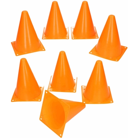 Pionnen - 12x stuks - oranje - 17 cm - plastic - pionnetjes - sport/voetbal training -