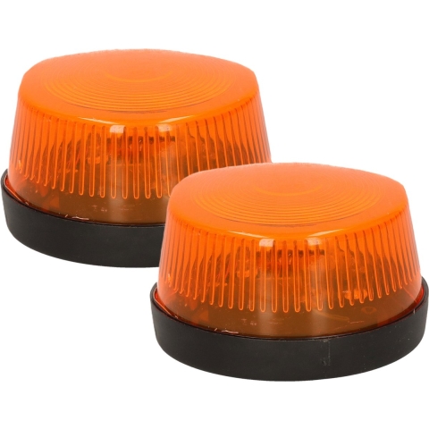 Zwaailamp/zwaailicht met sirene - 2x - LED - oranje - waarschuwingslicht - 7 cm -