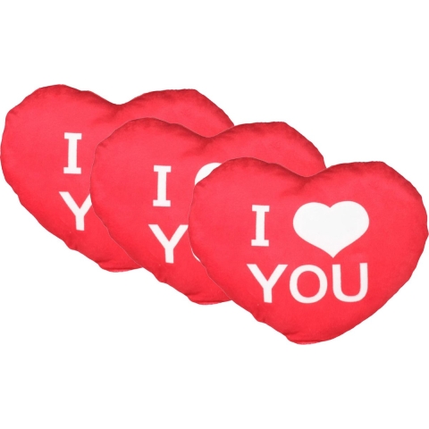 Sierkussentje Valentijn/I Love You hartje vorm - 3x - rood - 30 cm -