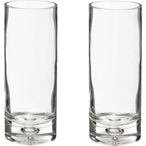 Bloemenvaas - 2x - Cilinder model - transparant - stevig glas - H23 x D9 cm -