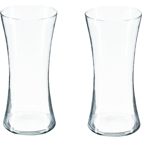 Bloemenvaas - 2x - Taps model - transparant - glas - H30 x D14 cm -