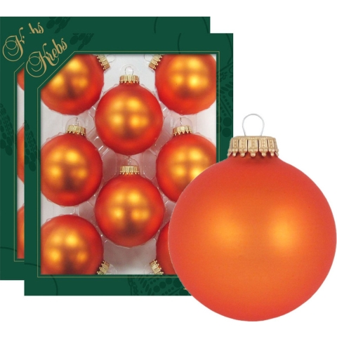 Krebs Kerstballen - wildfire velvet oranje - 16x - glas - 7 cm - kerstversiering -