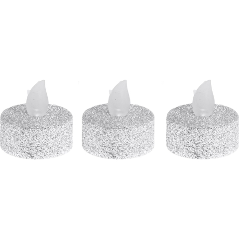 24x stuks Led theelichtjes/waxinelichtjes zilver glitter -