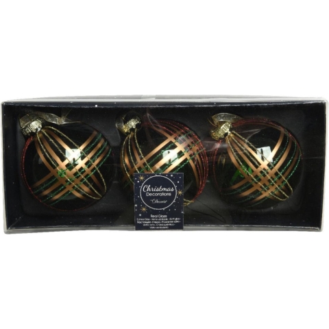 6x stuks luxe glazen kerstballen brass gedecoreerd groen 8 cm -