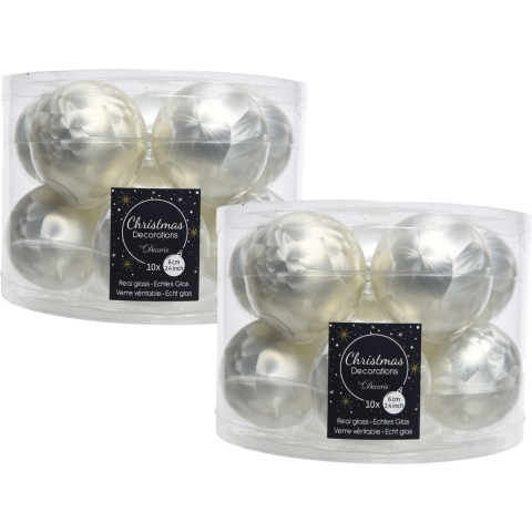 20x stuks glazen kerstballen wit ijslak 6 cm mat/glans -