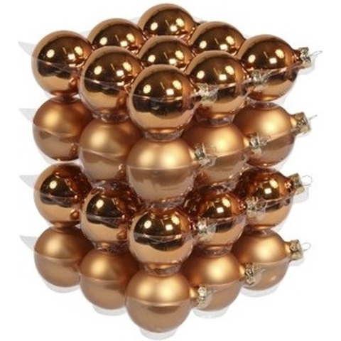 72x Koperen glazen kerstballen 6 cm mat/glans -