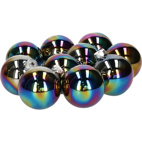 20x stuks glazen kerstballen zwart parelmoer 6 cm glans -