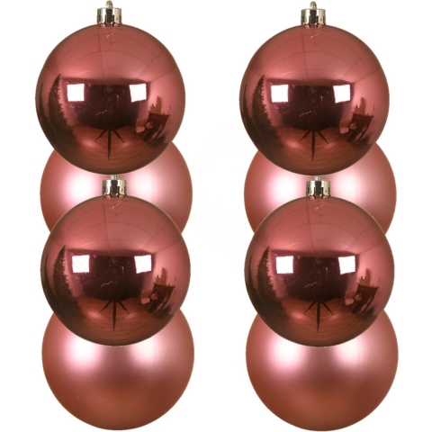 Grote kerstballen - 12x - lippenstift roze - D10 cm - kunststof - mat/glans - kerstversiering -