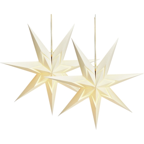 Decoratie kerststerren - 2x st- wit - 60 cm - papier - 7 punten - hangend -