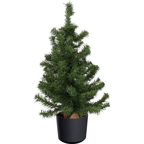 Mini kerstboom groen - in kunststof pot antraciet grijs - 75 cm - kunstboom -