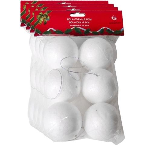 Piepschuim ballen/bollen - 24x stuks - D6 cm - met lusjes - DIY hobby/decoratie balletjes -