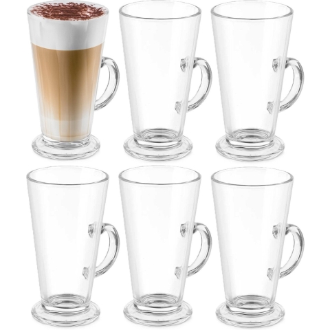 Latte Macchiato/koffie glazen - transparant glas - 6x stuks - 280 ml -