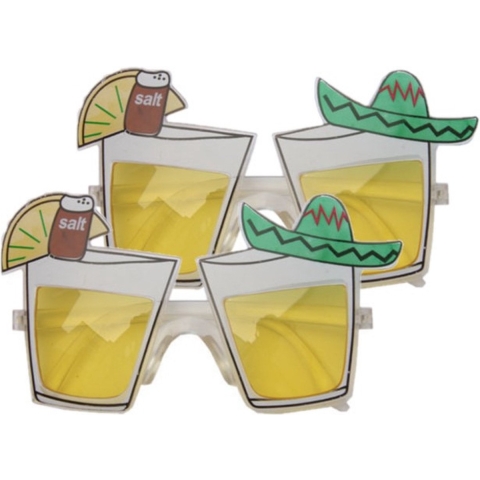 4x stuks mexico feest/party bril met tequila glazen -