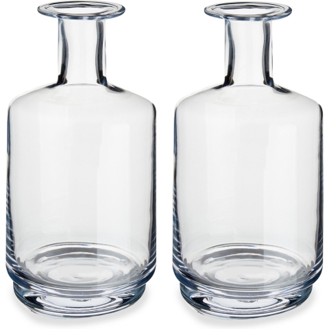 Set van 2x stuks bloemenvazen flesvorm van glas 17 x 28 cm -