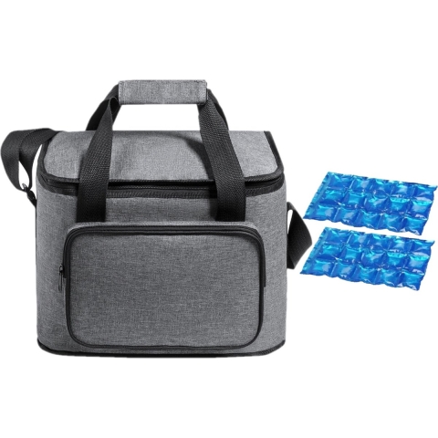 Koeltas grijs met 2 stuks flexibele koelelementen 15 liter -
