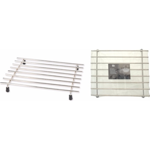 Excellent Houseware Pannenonderzetter - 5x stuks - roestvrij staal - 24 x 19 cm - met antislip voetj -
