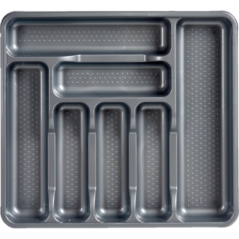Set van 2x stuks kunststof bestekbakken/bestekhouders 7-vaks grijs 42 x 39 cm -