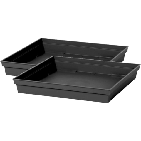EDA Bloempot onderschaal - 2x - antraciet - kunststof - L33 x B33 x H5 cm - opvangschaal -