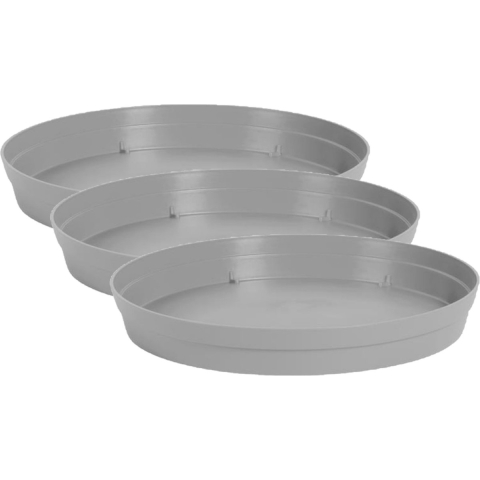 EDA Bloempot onderschaal Toscane - 3x stuks - kunststof - grijs - D23 cm - opvangschalen -