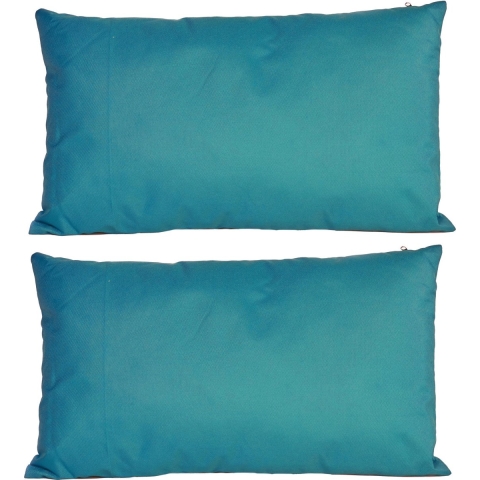 2x Bank/sier kussens voor binnen en buiten in de kleur petrol blauw 30 x 50 cm -