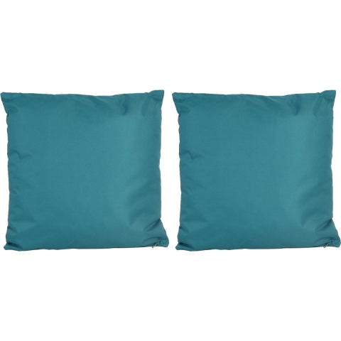 2x Bank/sier kussens voor binnen en buiten in de kleur petrol blauw 45 x 45 cm -