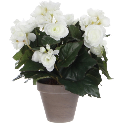 Mica Decoration Kunstplant - begonia - wit - in pot - 30 cm - nepplanten -