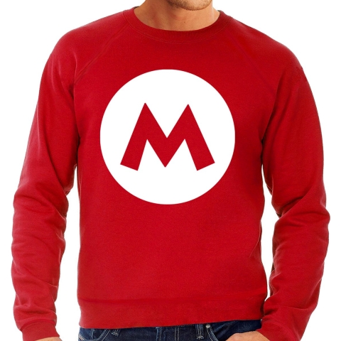 Mario loodgieter verkleed sweater rood voor heren XL -