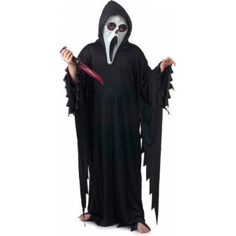 Scream verkleed gewaad voor kinderen - zwart - Carnavalskleding Scary Movie - Halloween 140 -