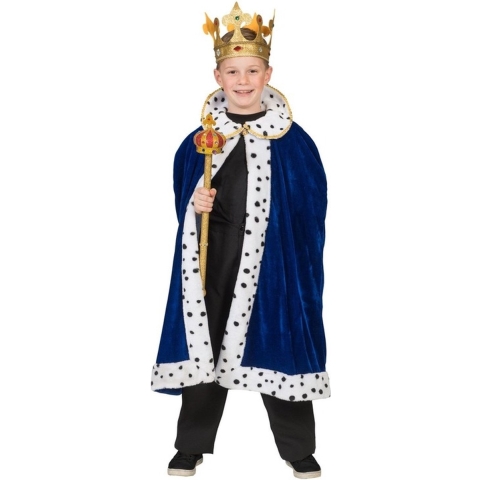 Koning verkleed cape - blauw - voor kinderen 164 (14 jaar) -