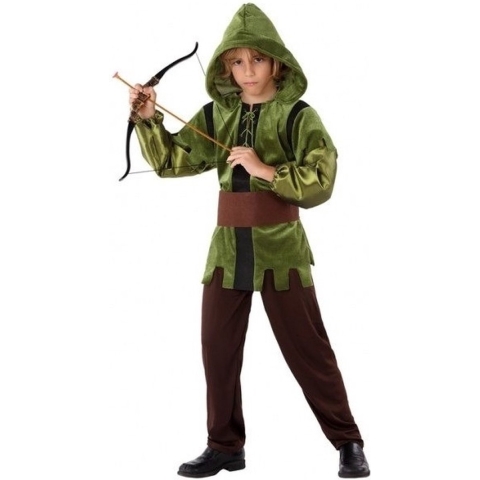 Robin Hood kostuum 3-delig - voor kinderen - Verkleedkleding - Carnaval - groen 116 (5-6 jaar) -