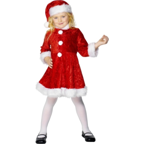 Kerstjurkje - rood - met kerstmuts - meisjes - kerstvrouw - kerstman - jurkje 140-152 (9-12 jaar) -