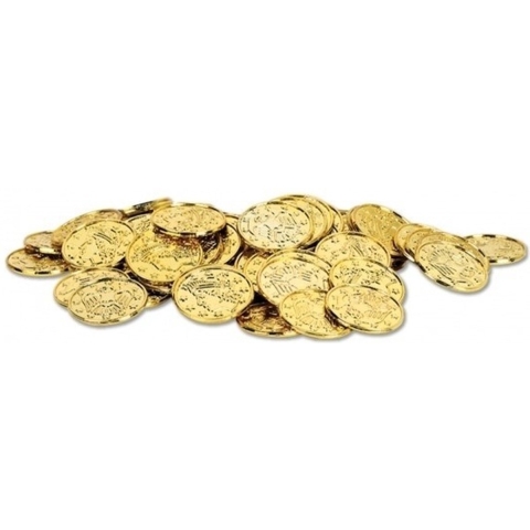 Gouden piraten schatkist munten - plastic - 200x stuks - speelgoed - decoratie -