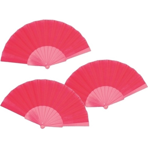 10 stuks Spaanse Handwaaiers fuchsia 23 cm -