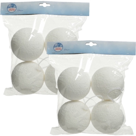16x Sneeuwdecoratie witte sneeuwballen / sneeuwbollen 10 cm -
