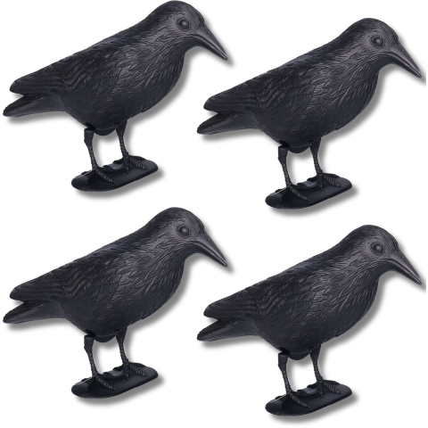 Set van 4x stuks zwarte horror decoratie raven/kraaien 38 cm -