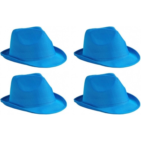 4x stuks trilby feesthoedje blauw voor volwassenen -
