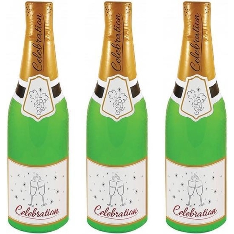 3x stuks opblaasbare champagne flessen 73 cm -