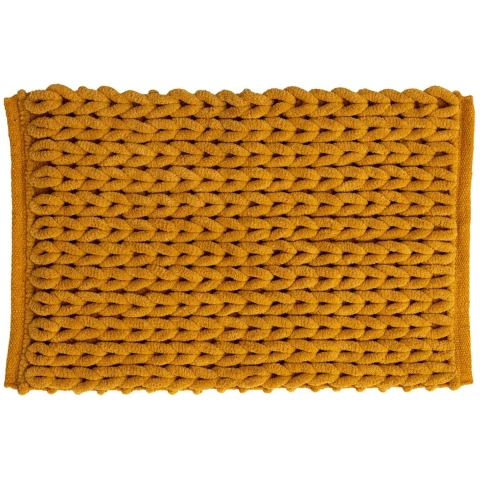 5Five extra dikke kabels Badmat - okergeel - 50 x 75 cm - Badkamer kleedjes - dikte van 2.2 cm -