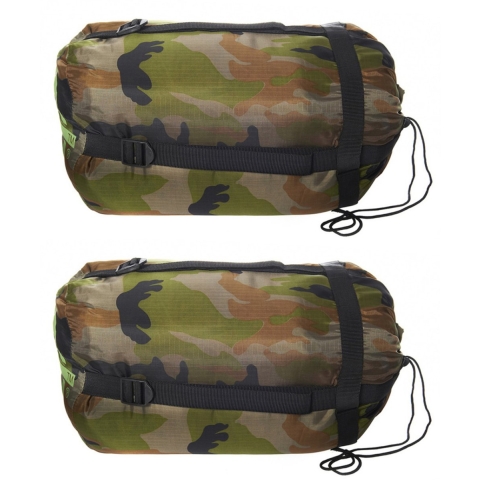 Set van 2x stuks warme 1 persoons mummie slaapzakken met camouflage print 230 x 80 cm -