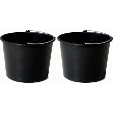Pakket van 2x stuks bouwemmers / specie emmers 20 liter met maatverdeling -