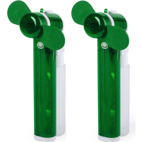Set van 4x stuks groene hand ventilators met water verdamper 16 cm -