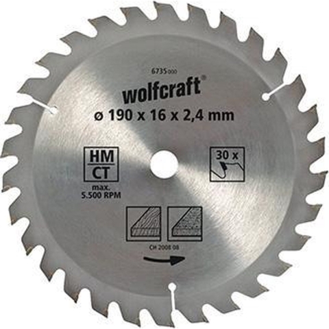 Wolfcraft HM Cirkelzaagblad | 18 td | Ø130 x 16 x 2,4mm | 1 stuk - 6730000