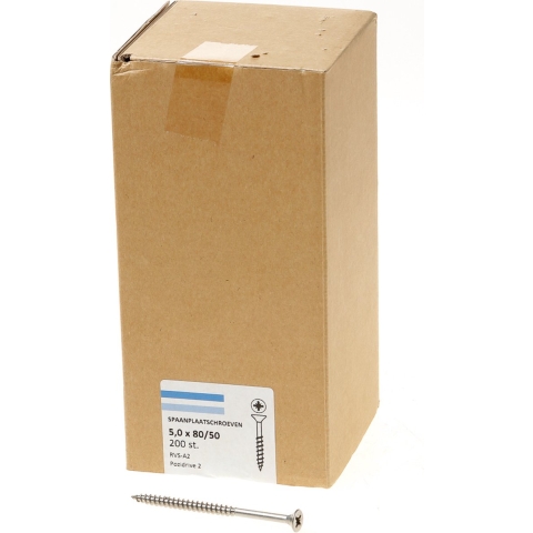 Hoenderdaal Spaanplaatschroef Rvs-A2 Pk PZ2 5.0X60/35 | 200 stuks - 0203.30.42001