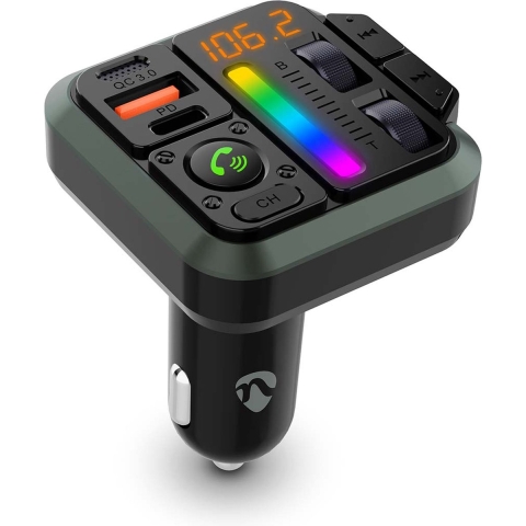 Nedis FM-Audiotransmitter voor Auto | Gefixeerd | Handsfree bellen | 1 " | Amber-Scherm | Bluetooth® | PD 18 W / PD 24 W | Snelladen | Bass boost |