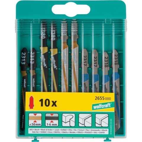 Wolfcraft Decoupeerzaagblad-set | 10-delig | T-schacht | 1 set - 2655000