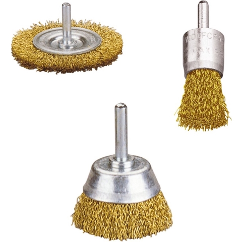Wolfcraft Draadborstel set | Messing | Ronde schacht | 3-delig | 1 set - 2739000