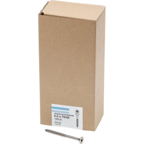 Hoenderdaal Spaanplaatschroef Rvs-A2 Pk Torx TX25 6.0X70/42 | 100 stuks - 0206.30.50201