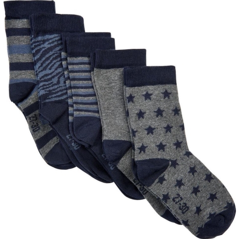 Minymo Sokken - 5-pack - Blauw/Grijs Gestreept - Minymo - 35/38 - Sokken