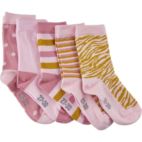 Minymo Sokken - 5-pack - Roze m. Strepe - Minymo - 27/30 - Sokken