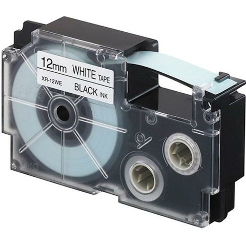 Casio XR-12WE1 Labeltape Tapekleur: Wit Tekstkleur: Zwart 12 mm 8 m